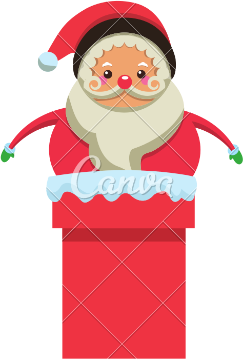 Cute Santa Claus In Chimney - Santa Claus (800x800)