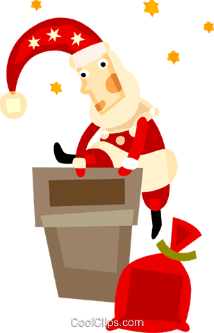 Santa Going Down A Chimney Royalty Free Vector Clip - Christmas Day (308x480)