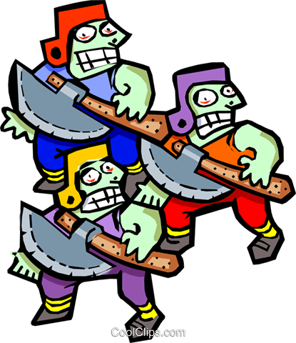 Three Axe Men - Cartoon (415x480)