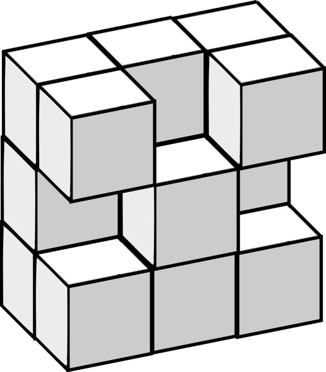 Three-dimensional Space Rubik's Cube Jigsaw Puzzles - Modular Display (658x750)