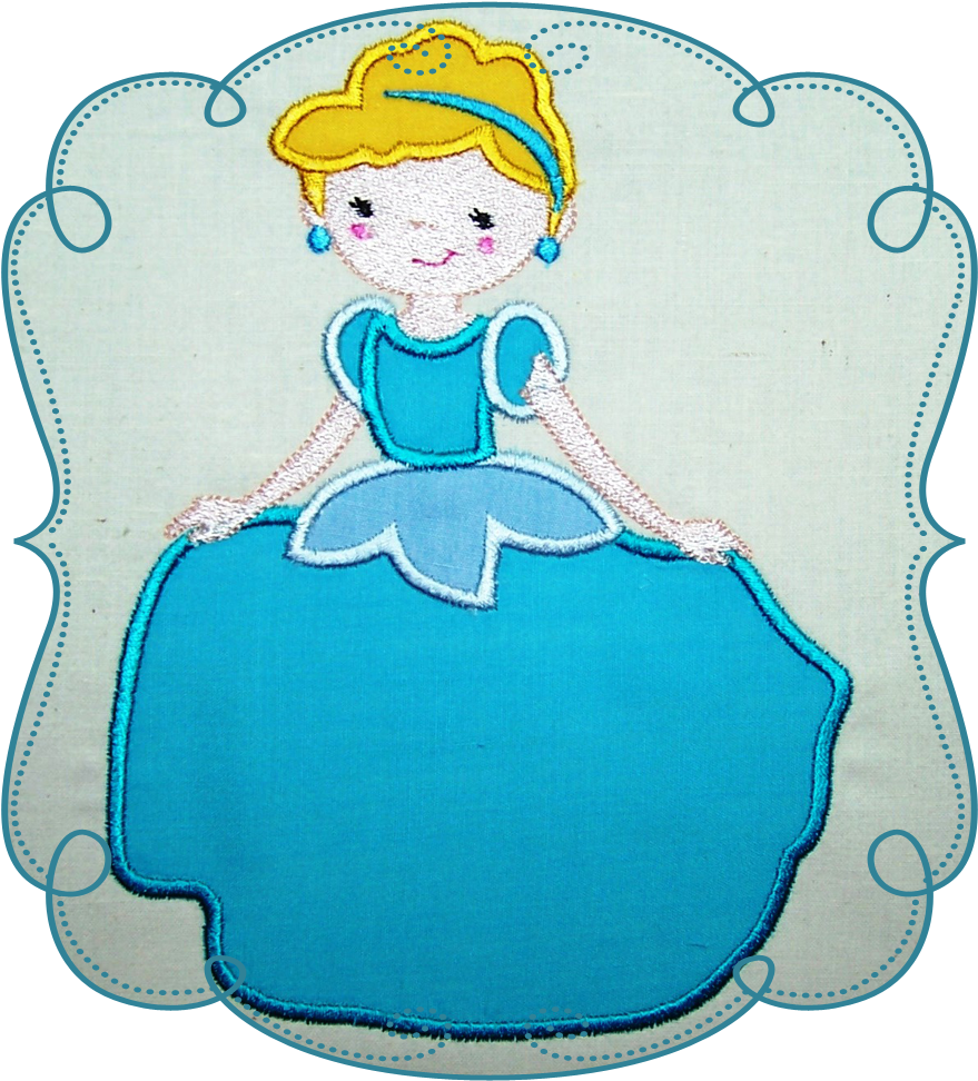 Princess With The Glass Slipper - Appliqué (1000x1000)