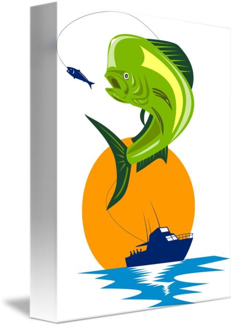Dorado Dolphin Fish Mahi-mahi Jumping By Aloysius Patrimonio - Mahi-mahi (464x650)
