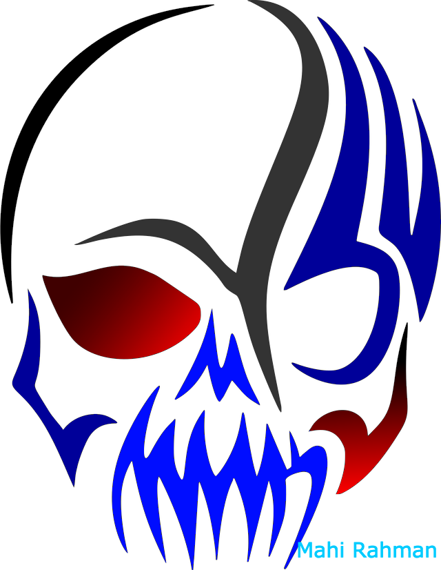 Art Silhoutte - Drawing Of A Tribal Skull (640x826)