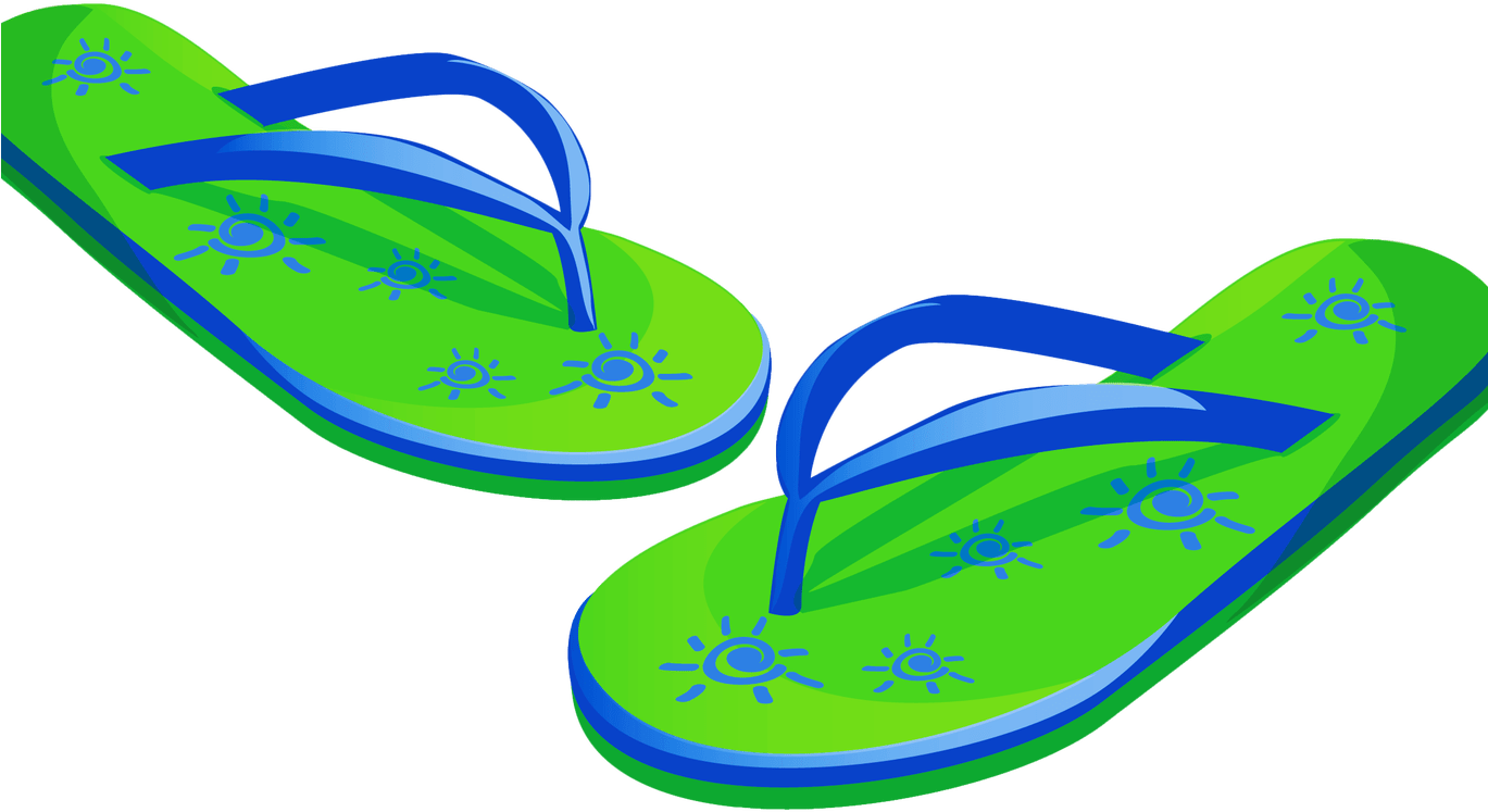 Transparent Green Beach Flip Flops Png Clipart Gallery - Flip-flops (1368x855)