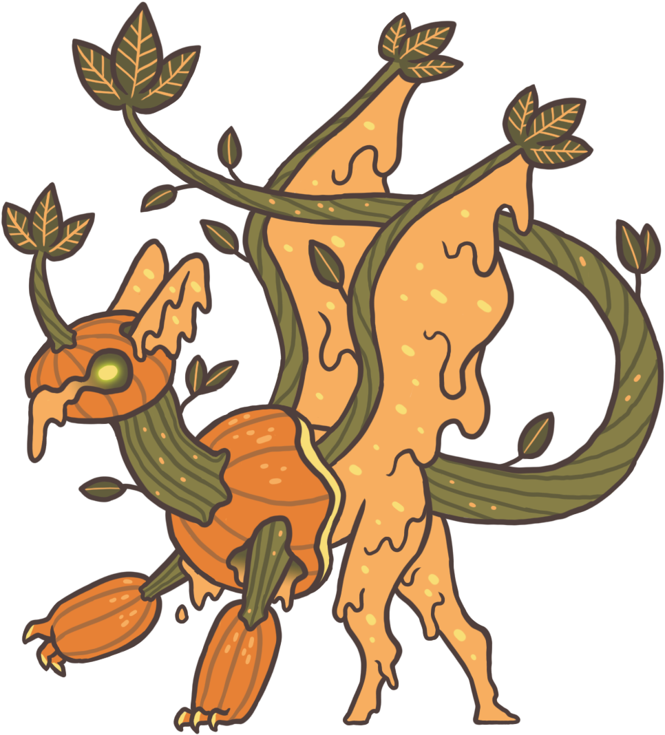 A Spoopy Dragon Made Of Broken Pumpkins And Things - Illustration (1159x1097)