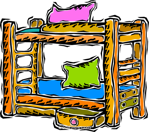 Bunk Beds Royalty Free Vector Clip Art Illustration - Bunk Bed Clip Art (480x426)