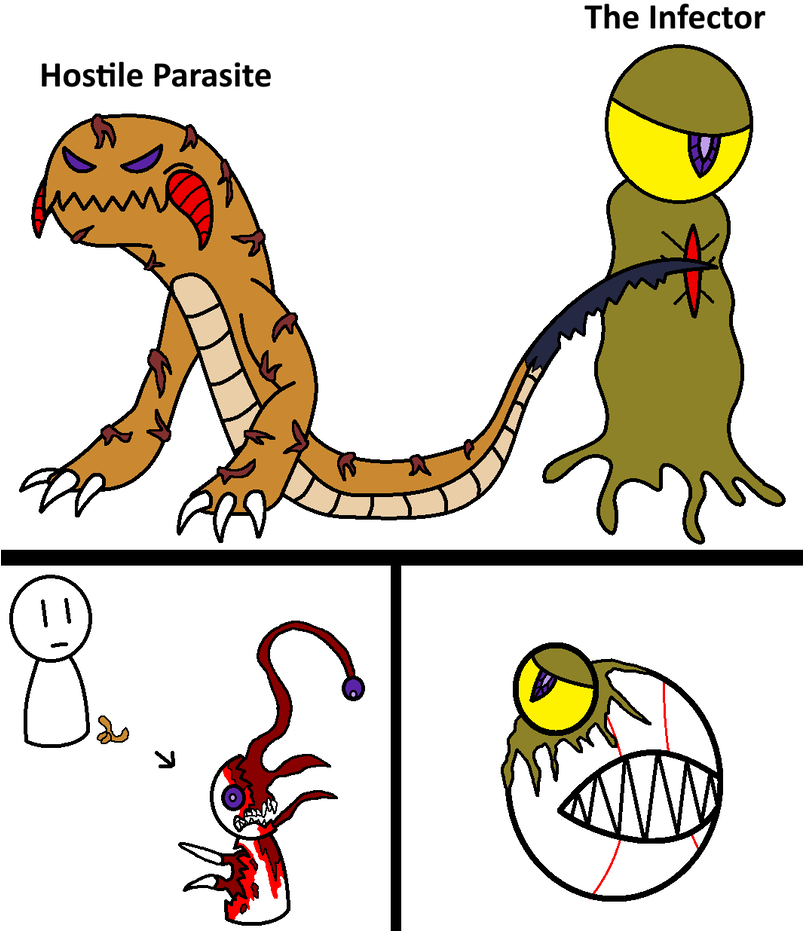 Hostile Parasite And The Infector By Thespidermanager - Cartoon (802x996)