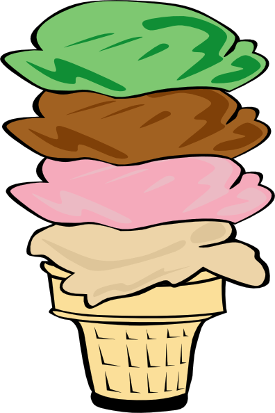 Ice Cream Cone Scoops Clipart (396x594)