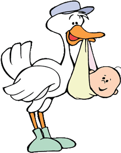 Baby And Stork Clipart (600x512)