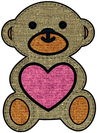 Bear Heart Cute Love Embroidery Needlework - Illustration (375x480)