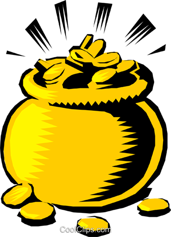 Pot Of Gold Royalty Free Vector Clip Art Illustration - Strike Pot Bowling Rules (347x480)
