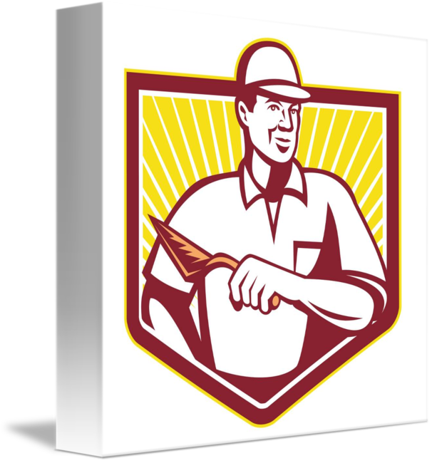 Tiler Plasterer Mason Masonry Worker Retro By Aloysius - Masonry Vector (606x650)