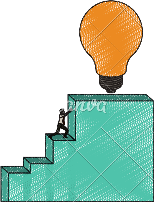 Businessman Pushing Stair Block - Illustration (800x800)
