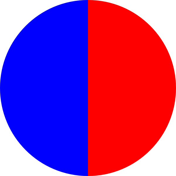 Yinyang Blue Red Clip Art - Circle (600x600)