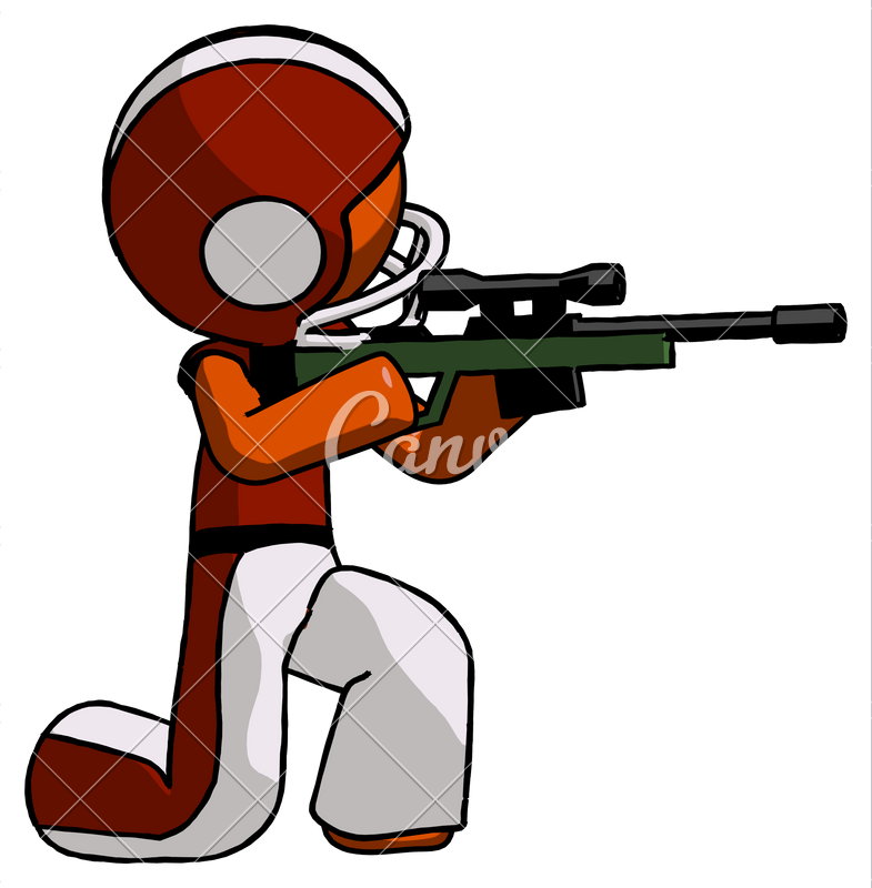 Orange Football Player Man Kneeling Shooting Sniper - Sniper Rifle (785x800)