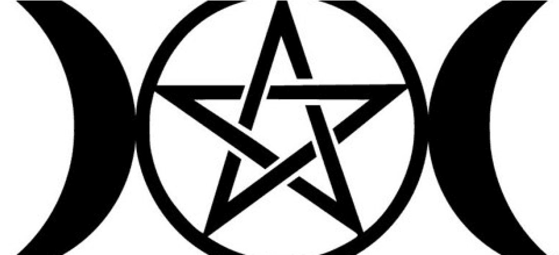 Pagan Clipart Triple Moon - Pentagram With Crescent Moons (1140x500)