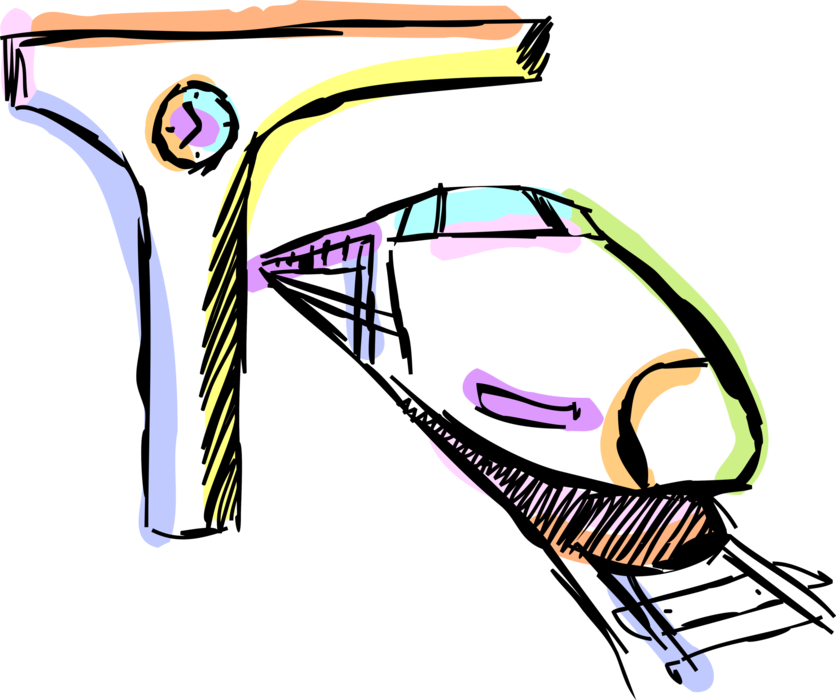 Vector Illustration Of Railroad Rail Transport Speeding - Vector Illustration Of Railroad Rail Transport Speeding (836x700)