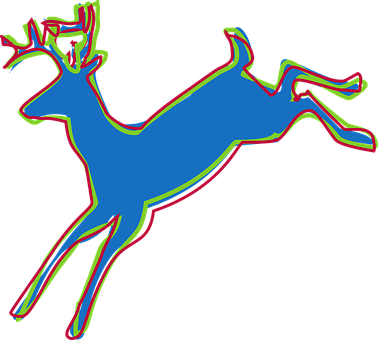 Stylized, Blue, Silhouette, Deer - Vector Graphics (378x340)