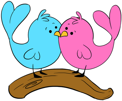9 Feb - Love Birds Drawing Easy (530x375)