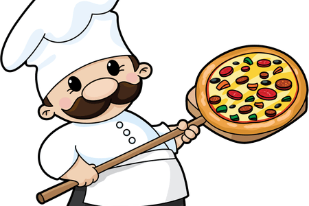 Eating Vector Fat Boy - Chef Pizza Cartoon Png (450x300)
