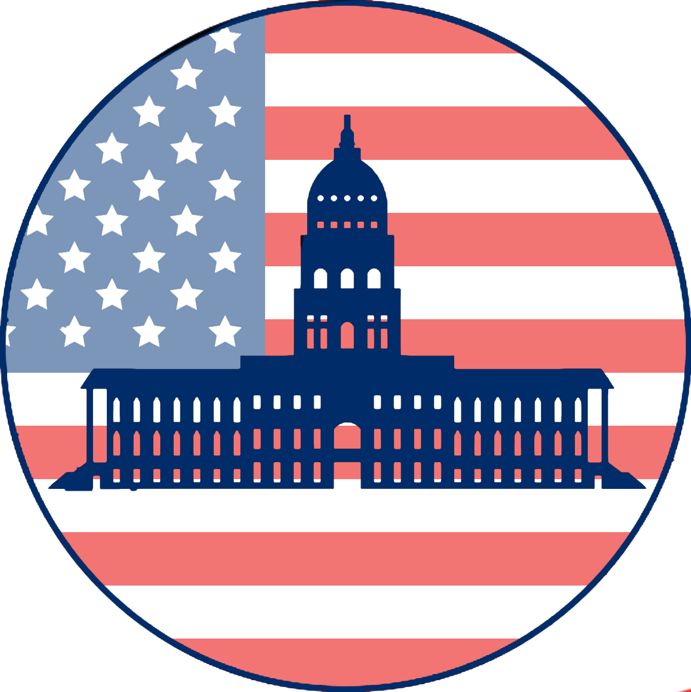 You Have Been To 0 Of The 50 Us State Capitol Buildings - Us Flag In A Circle (1345x1346)