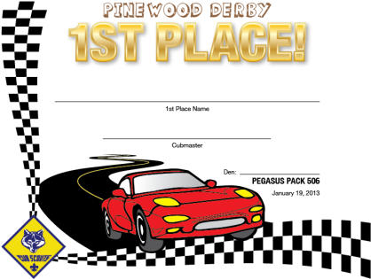 Cub Scout Pinewood Derby Certificates - Sky Vector Clipart Png (460x350)