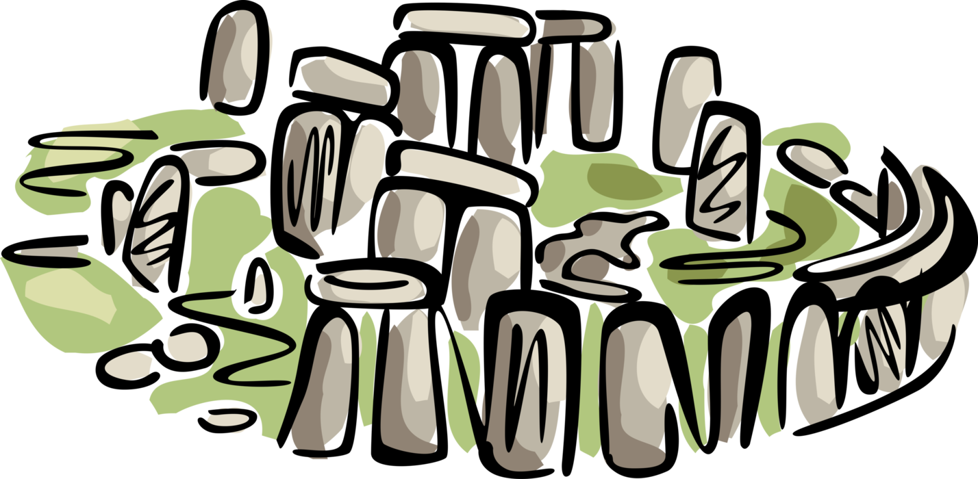 Vector Illustration Of Stonehenge Standing Stones Neolithic - Vector Illustration Of Stonehenge Standing Stones Neolithic (1428x700)