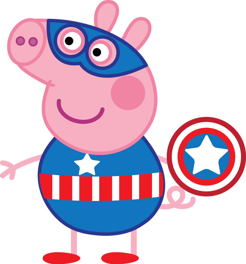 George's Captain America By Huuthuat - Peppa Pig (864x925)