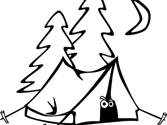 Trees Clipart Tent - Clip Art Black And White Tent (640x480)