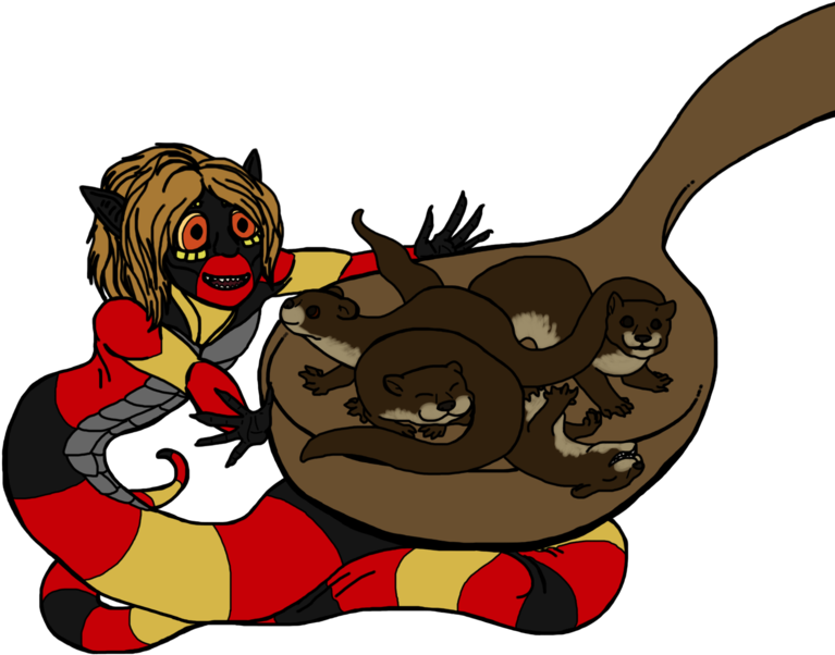 Spoonful Of Otters By Spidermilkshake On Deviantart - Cartoon (800x968)