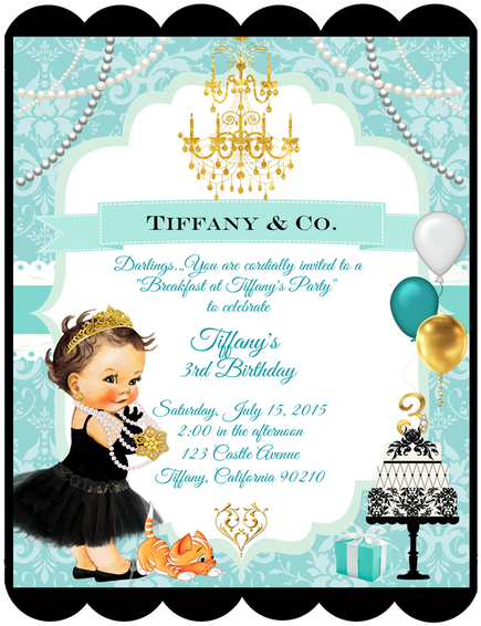 Breakfast At Tiffany Girl's Birthday Invitation - Christmas Card (497x644)