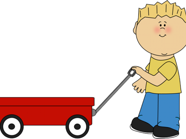 Wagon Clipart Transparent - Boy Pulling A Wagon (640x480)