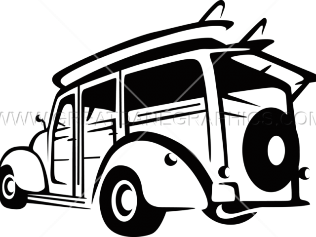 Surfboard Clipart Woody Surf Wagon - Surfer Wagon Clip Art (640x480)