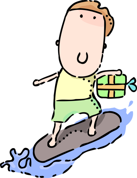 Vector Illustration Of Surfing Dude Surfs On Surfboard - Vector Illustration Of Surfing Dude Surfs On Surfboard (539x700)
