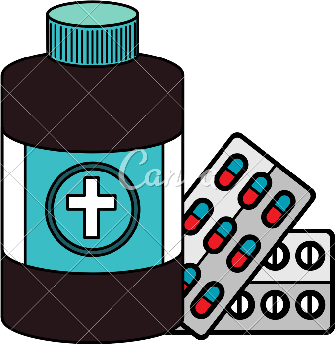 Pills Drugs With Bottle Medical - Illustration (800x800)