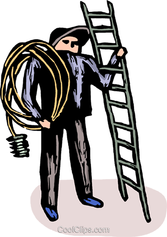 Electrician With A Ladder Royalty Free Vector Clip - Eletricista Na Escada Png (338x480)