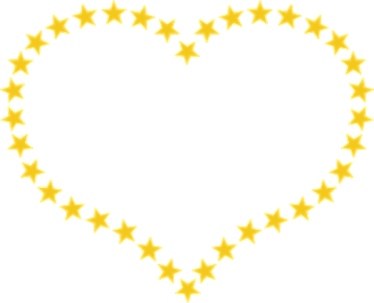 Heart, Stars, Border, Outline, Yellow - Star Heart (419x340)