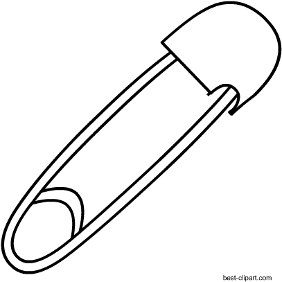 Black And White Safety Pin Free Clip Art - Safety Pin Clipart Black And White (407x407)
