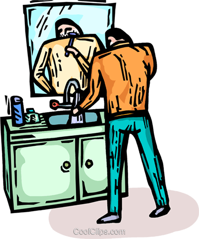 Man Brushing His Teeth Royalty Free Vector Clip Art - Cartoon (400x480)