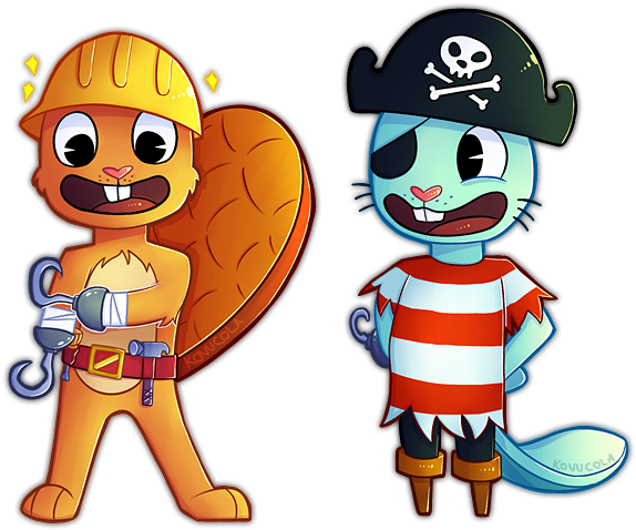 Handy And Russell - Cartoon (600x488)