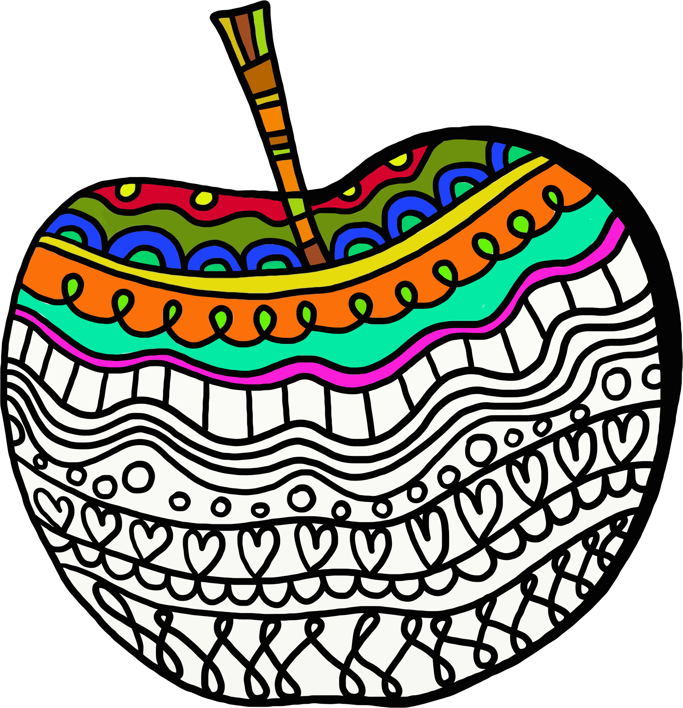 Big Image - Folk Art Apple (2219x2300)