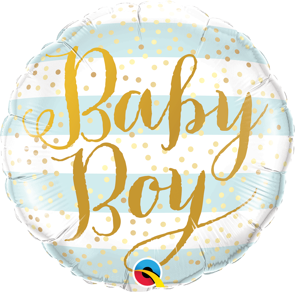 18" "baby Boy Blue Stripes" Also Available In 9" - Balloon (1018x1006)