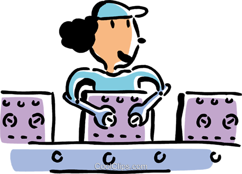 Woman Working On An Assembly Line Royalty Free Vector - Mulheres Linha De Montagem (480x345)