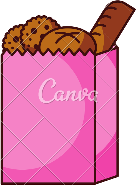 Pink Paper Bag Bread Bakery Pastry Shop - Illustration (800x800)