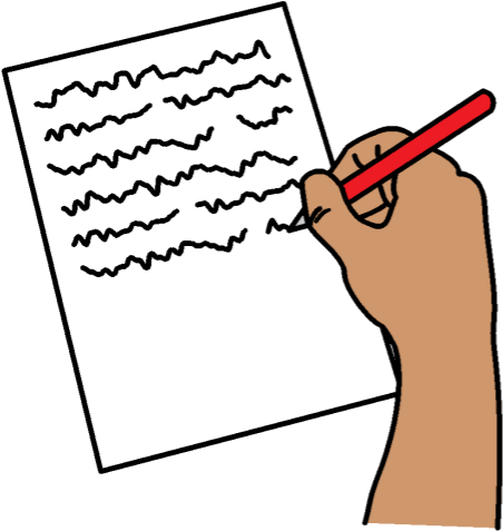 Holding A Piece Of Paper - Writing (657x565)