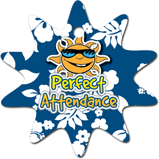 Perfect Attendance Sun Tag - Cartoon (600x600)