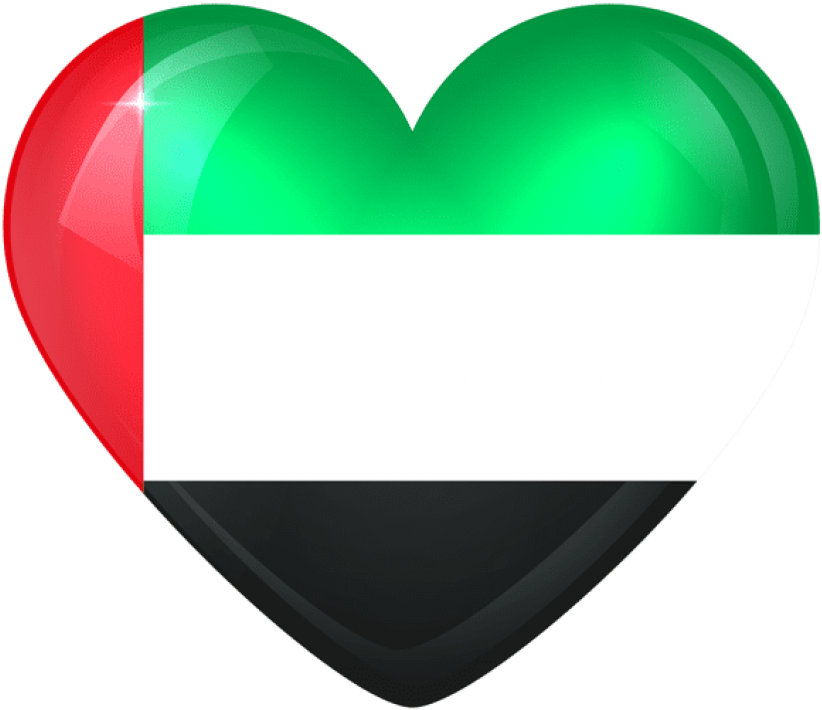 Free Png Download United Arab Emirates Large Heart - علم دولة الامارات قلب (850x729)
