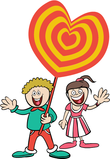 Clip Art Valentines Day Cartoon Girl Boy Heart Happy - Illustration (600x630)