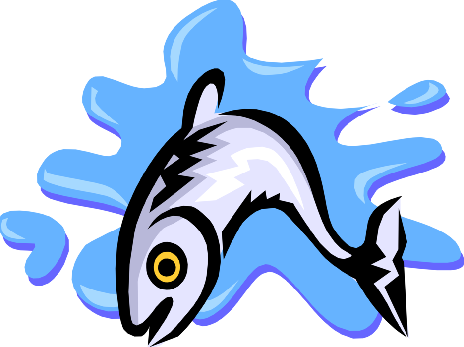 Vector Illustration Of Fish Jumping Out Of Water - Anchor Images For Kids (936x700)