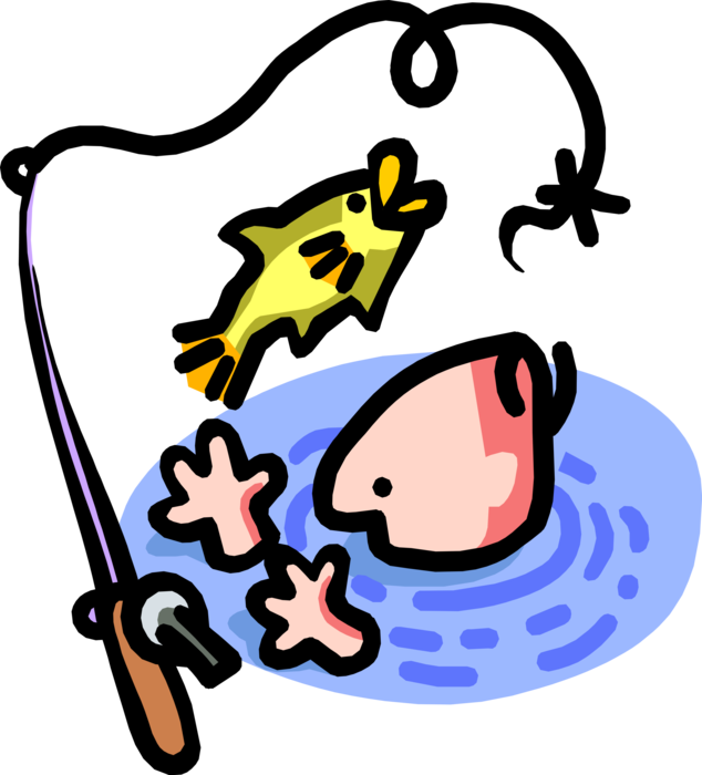 Vector Illustration Of Sport Fisherman Angler Falls - Vector Illustration Of Sport Fisherman Angler Falls (634x700)